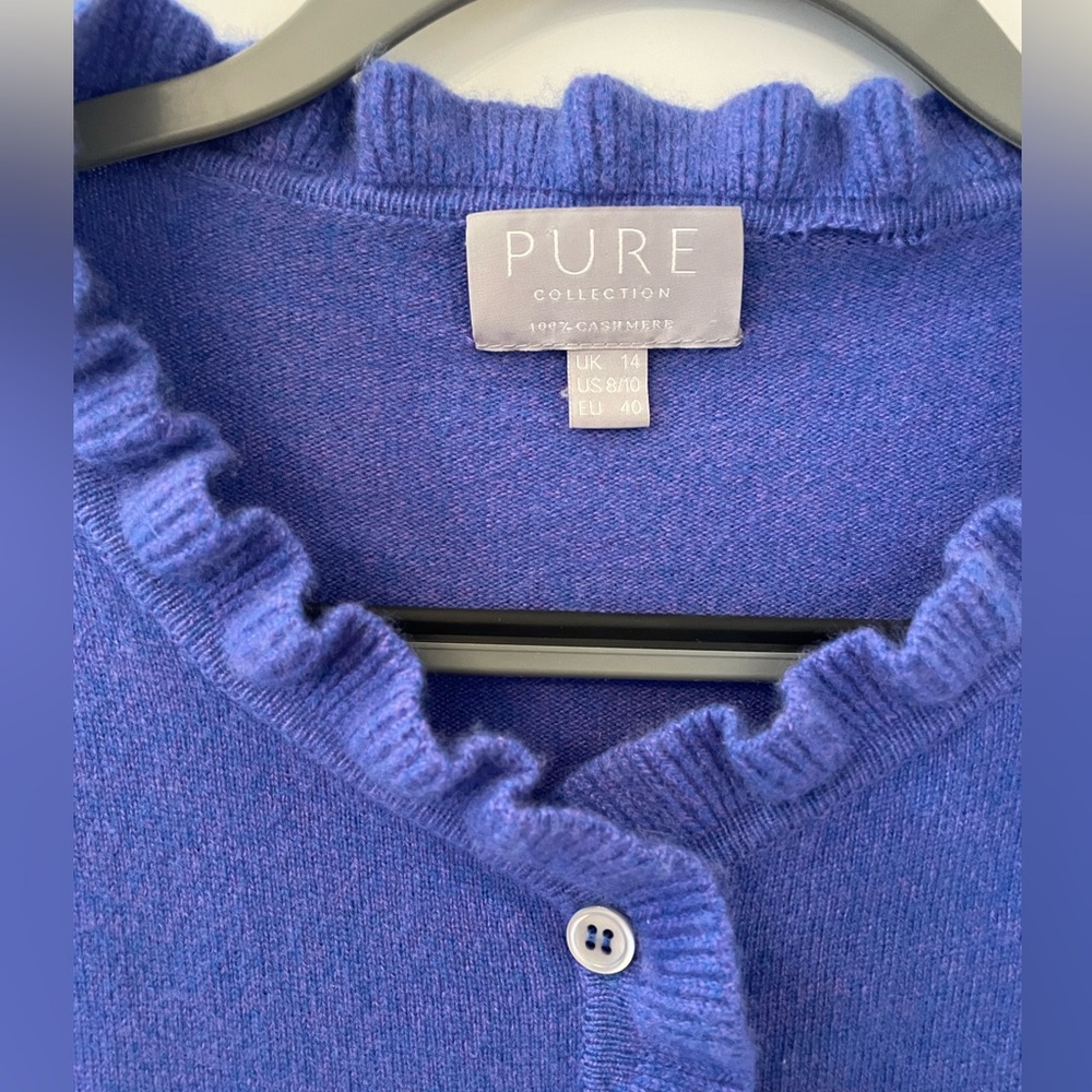 Blue Ruffle Cashmere Cardigan - Picture 2 of 3